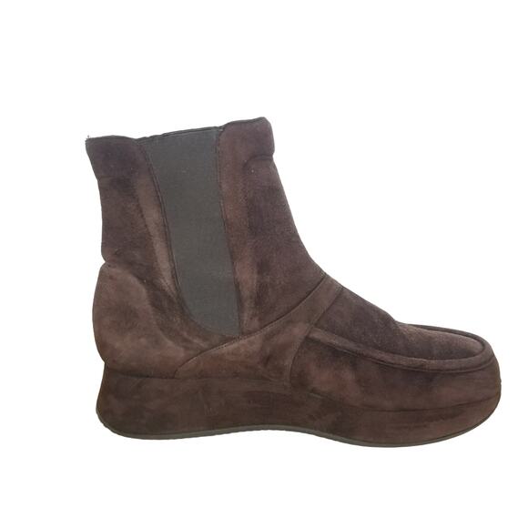 Stephane Kelian | Brown Suede Ankle Boots Platform 9.5 Slip On - Picture 11 of 11